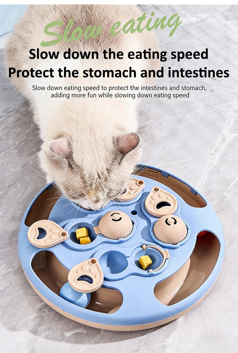 Smart Cat Puzzle Slow Feeder – Interactive Turntable Toy