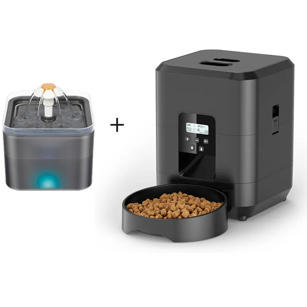 3.5L Auto Pet Feeder & 2L Water Fountain – WiFi App Combo