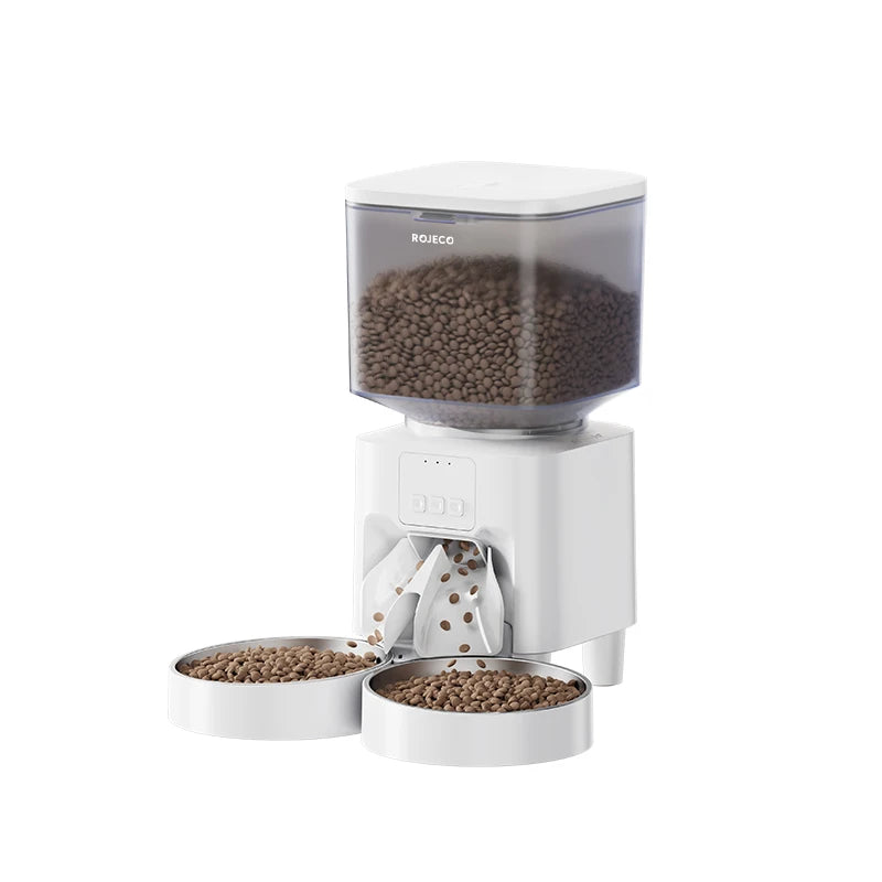 ROJECO 4.5L Auto Pet Feeder – WiFi App, Voice Record, Kibble Dispenser for Cats & Dogs
