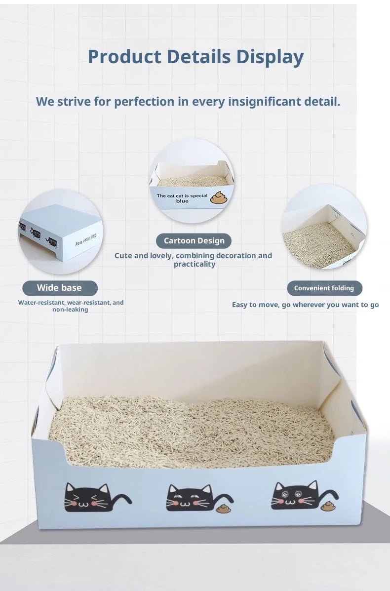 Disposable Cat Litter Box PP Waterproof Box Cat Toilet Special Cat Toilet Oversized Folding Cat Portable Outdoor Temporary Car