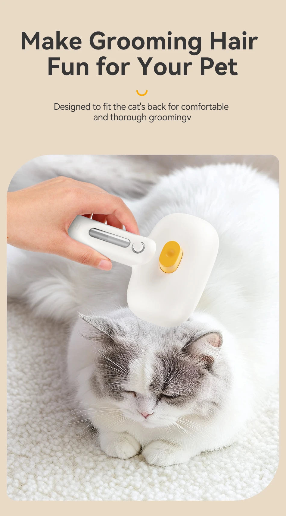Electric Spray Pet Grooming Brush – Water Mist, Hair Removal