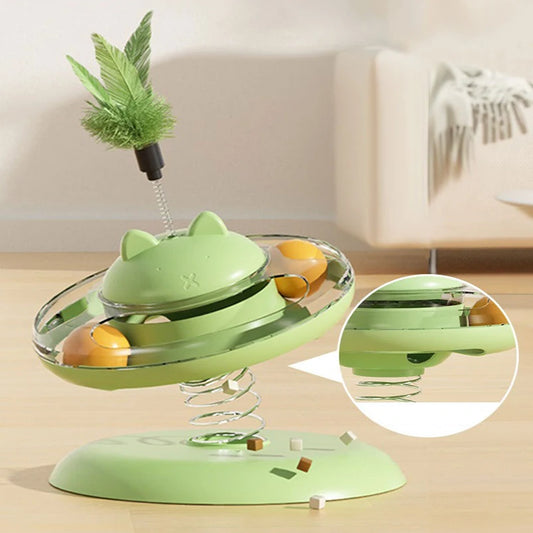Cat Track Ball & Food Leakage Turntable – Interactive Self-Play Pet Toy Set