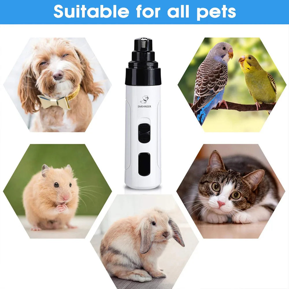 USB Rechargeable Pet Nail Grinder – Quiet & Safe for Cats & Dogs