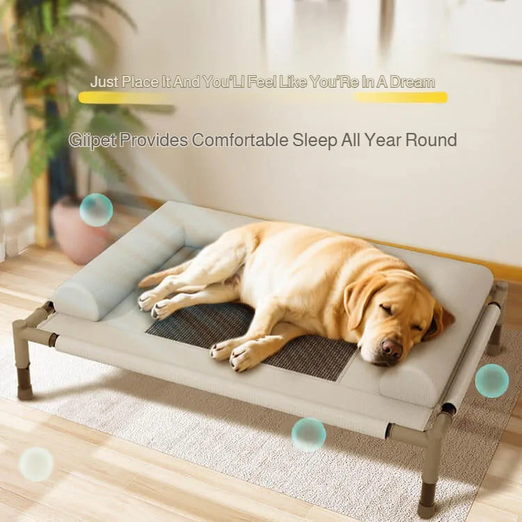 Raised Breathable Mesh Pet Bed with Pillow – Cats & Dogs