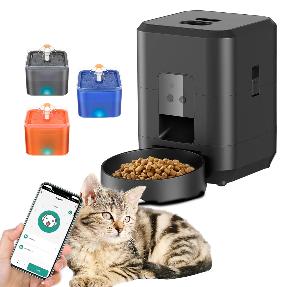 3.5L Auto Pet Feeder & 2L Water Fountain – WiFi App Combo