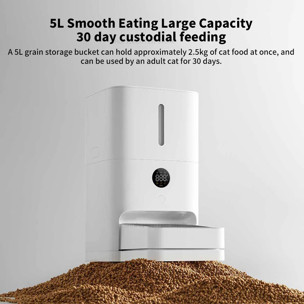 New Mijia Smart Pet Feeder 2 MJWSQ02 HD-large Screen 5L Large Capacity Precise Weighing Spare battery FoodShortage Remind