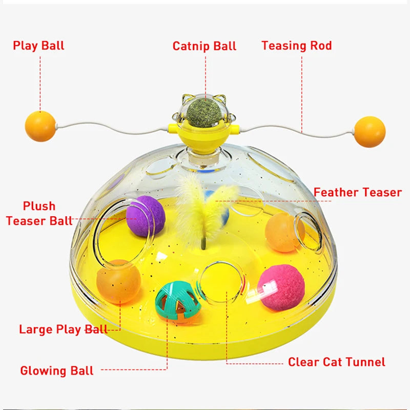 Cat Toy Box Set – Catnip Ball, Rotating Teaser Wand & Indoor Toys