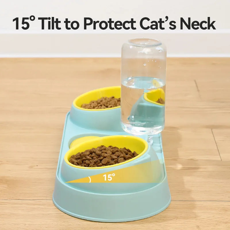 ROJECO 3-in-1 Pet Bowl Set – Auto Water Refill, Dual Feeding Bowls, Dry & Wet Separation