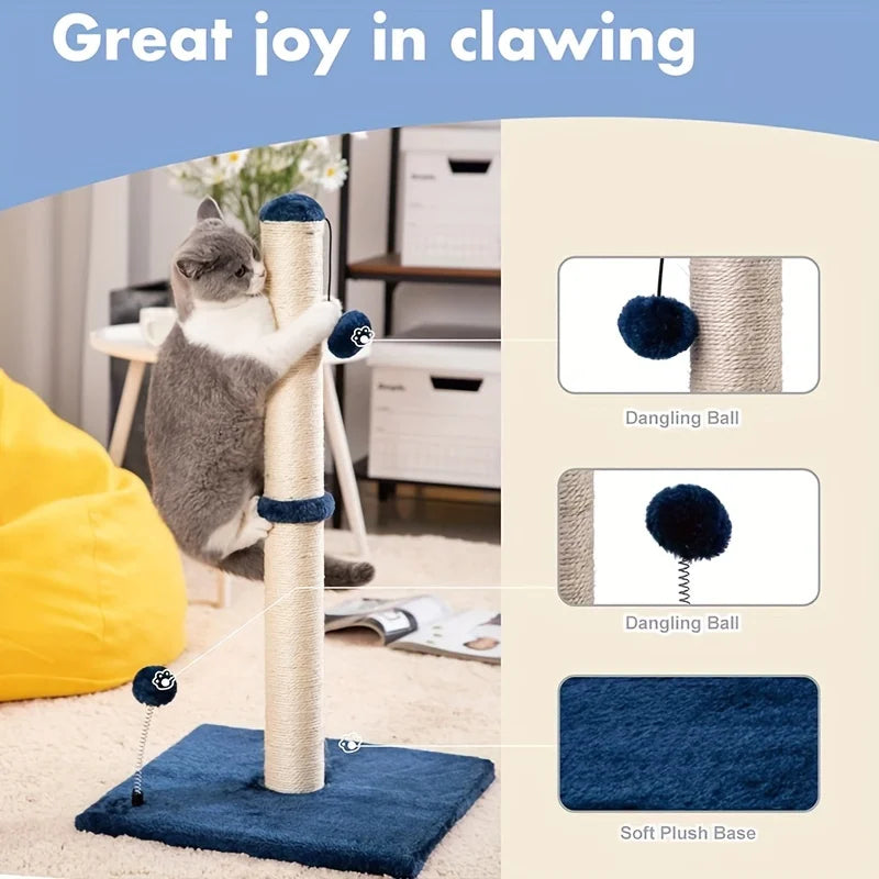 34-Inch Sisal Cat Scratching Post with Hanging Ball