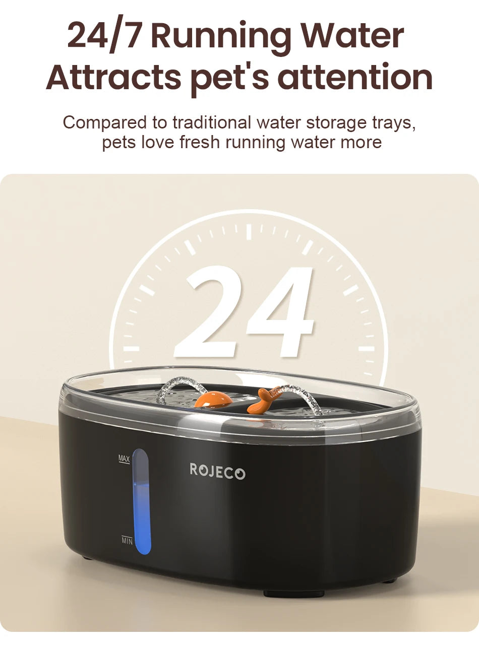 ROJECO 2.5L Cat Water Fountain – Smart Dual Bowl Drinker for Multiple Cats & Kittens