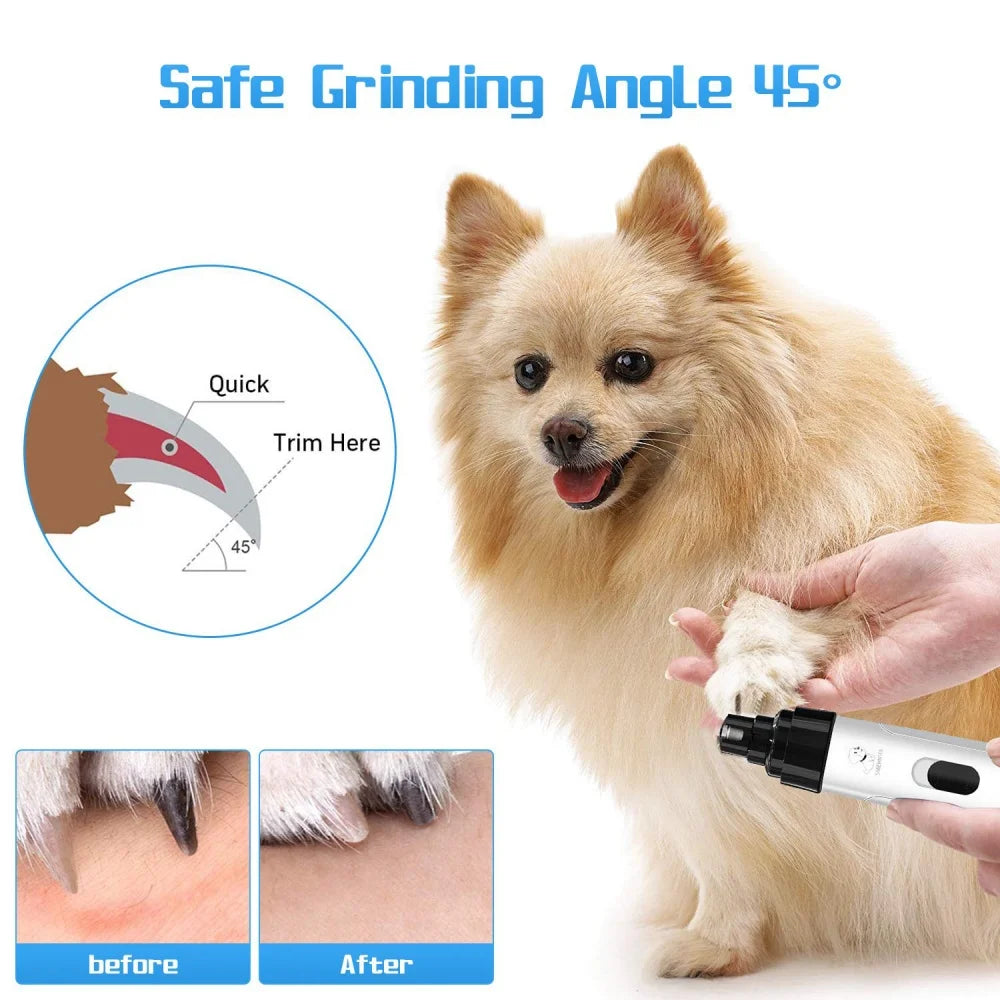 USB Rechargeable Pet Nail Grinder – Quiet & Safe for Cats & Dogs