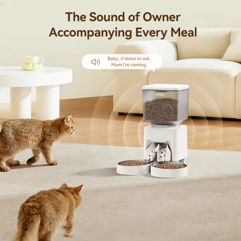 ROJECO 4.5L Auto Pet Feeder – WiFi App, Voice Record, Kibble Dispenser for Cats & Dogs