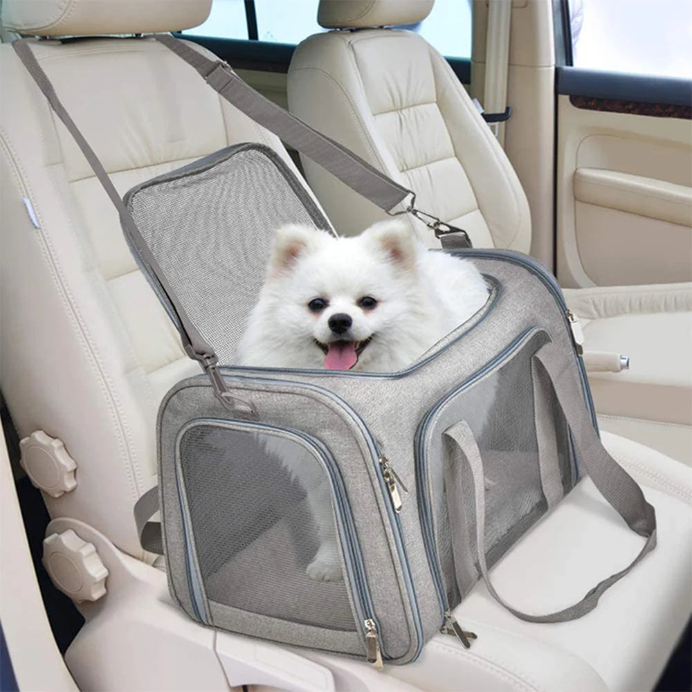 Cat & Dog Carrier for Small to Medium Pet up to 15 Lbs, Collapsible and Suitable for Travel