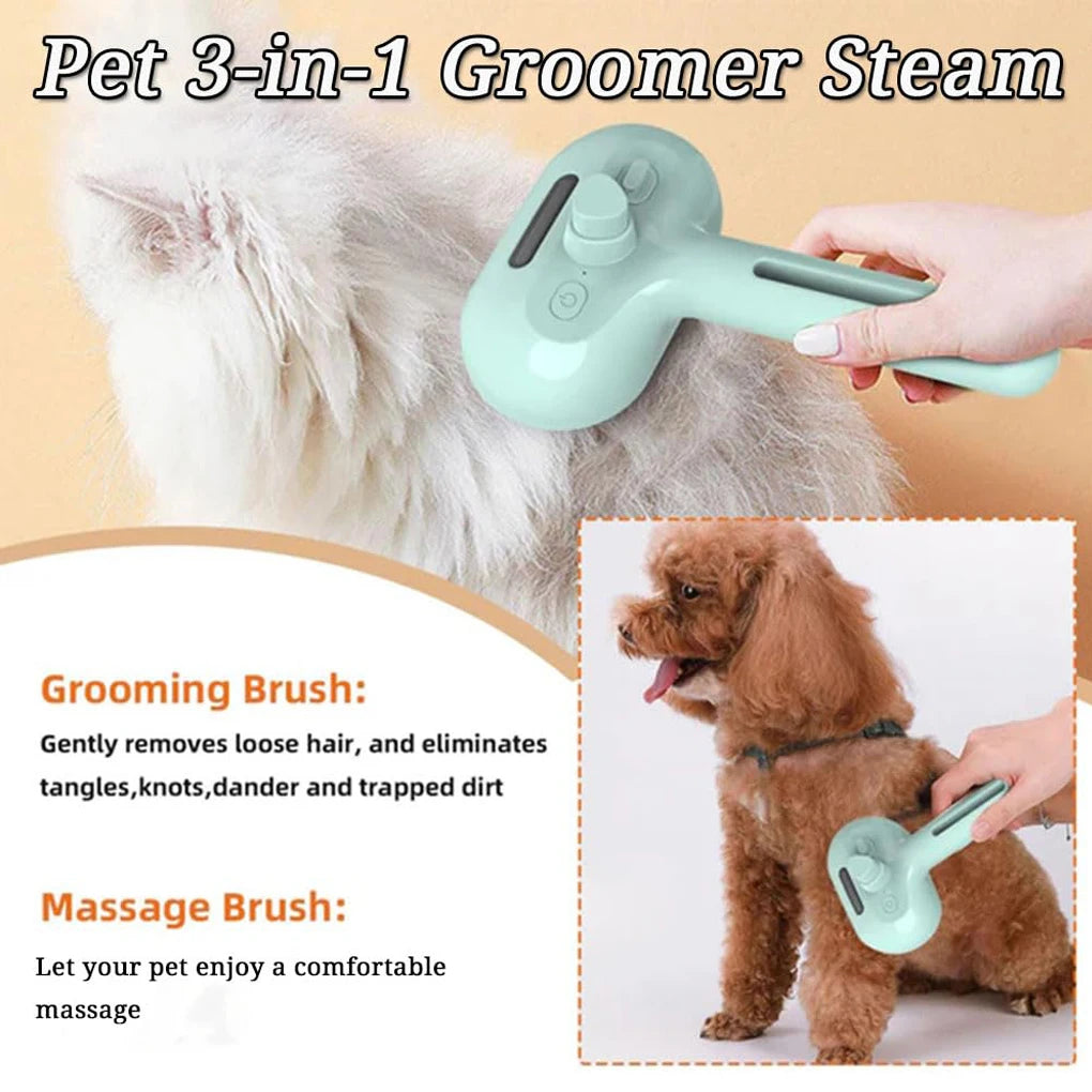 3in1 Pet Steam Spray Grooming Brush for Dogs Cats Electric Hair Removal Comb Massage Anti-Tangle Steamy Floating Hair Cleaning