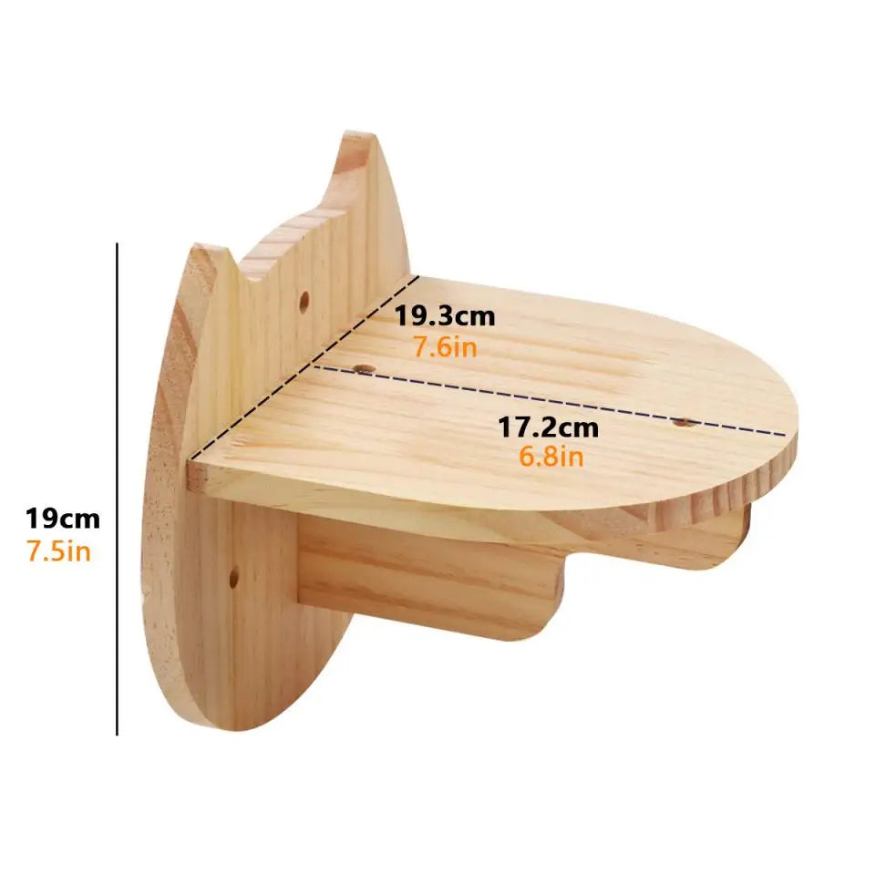 Wall-Mounted Wooden Cat Shelves with Sisal Post & Hammock