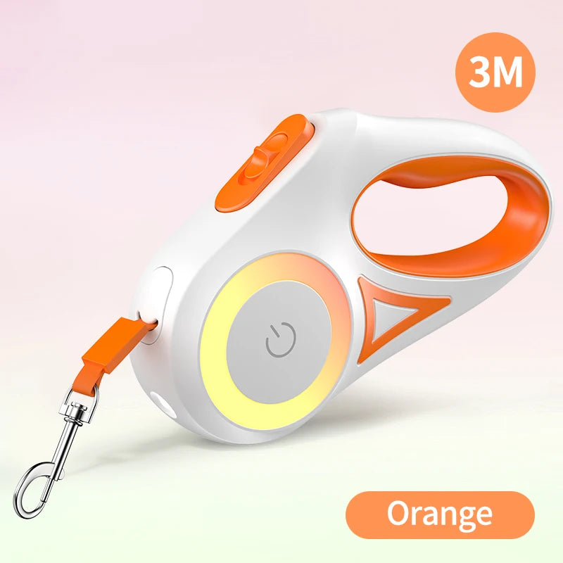 ROJECO Automatic Retractable Dog Leash LED Luminous Leading Fashion Light Straps For Dog Puppy Pet Flexi Walking Running Lead 5m