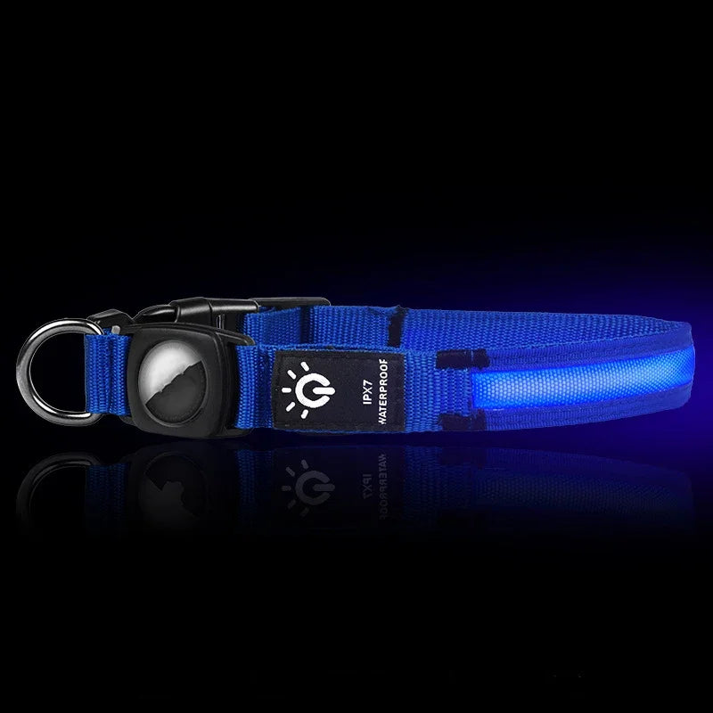 LED Luminous Pet Collar with AirTag Sleeve – Waterproof