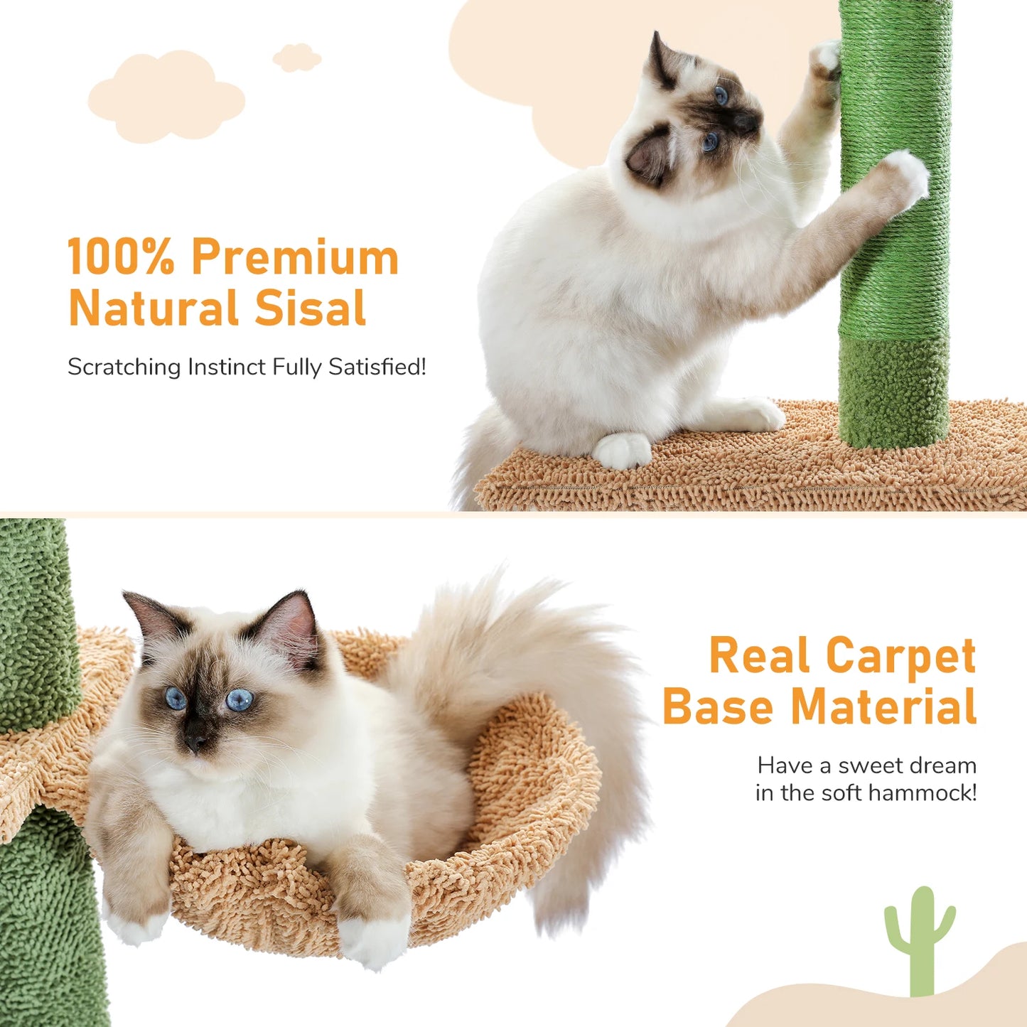 Adjustable Height Cat Tree for Indoor, Floor to Ceiling Cat Tower with Scratching Posts, Cat Condo, Hammock and Dangling Balls