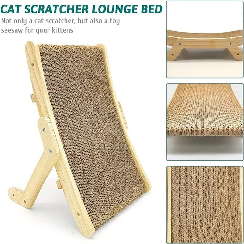 Wooden Cat Scratcher Scraper Detachable Lounge Bed 3 In 1 Scratching Post For Cats Training Grinding Claw Toys Cat Scratch Board