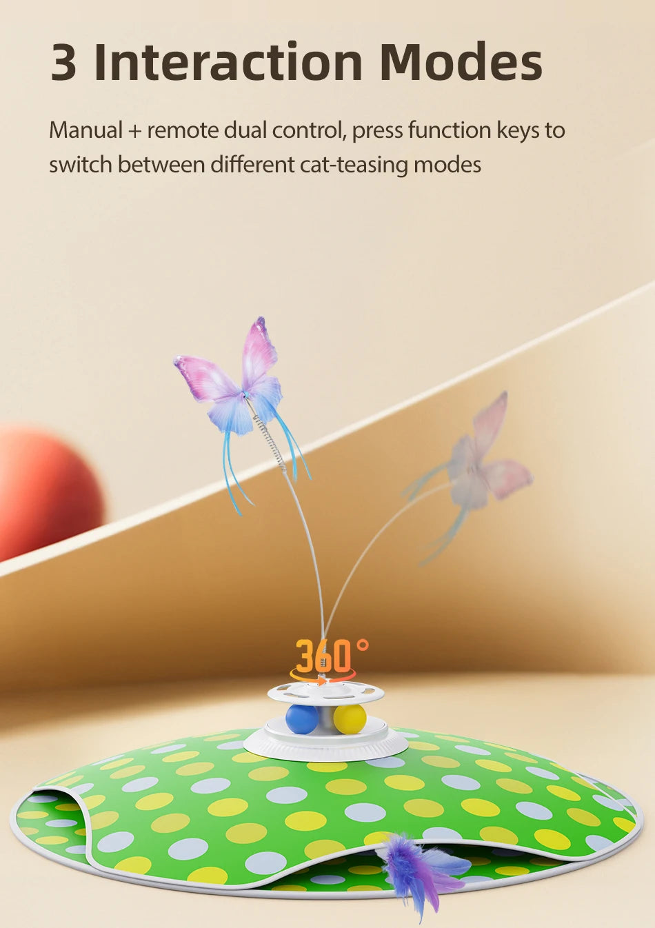 3-in-1 Hide & Seek Cat Toy – Feather, Butterfly & Track Balls