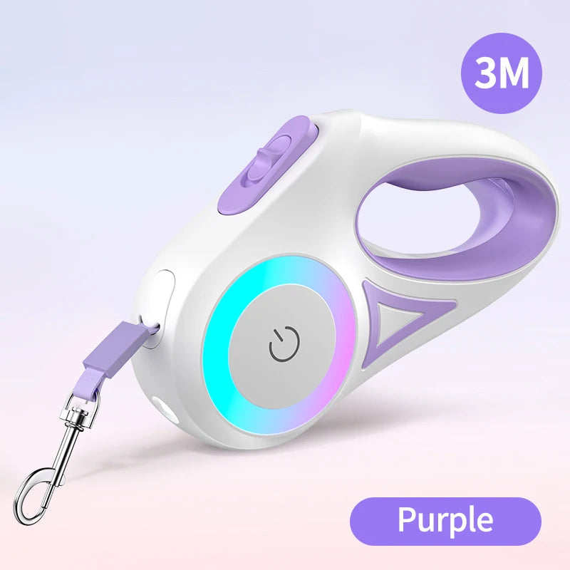 ROJECO Automatic Retractable Dog Leash LED Luminous Leading Fashion Light Straps For Dog Puppy Pet Flexi Walking Running Lead 5m