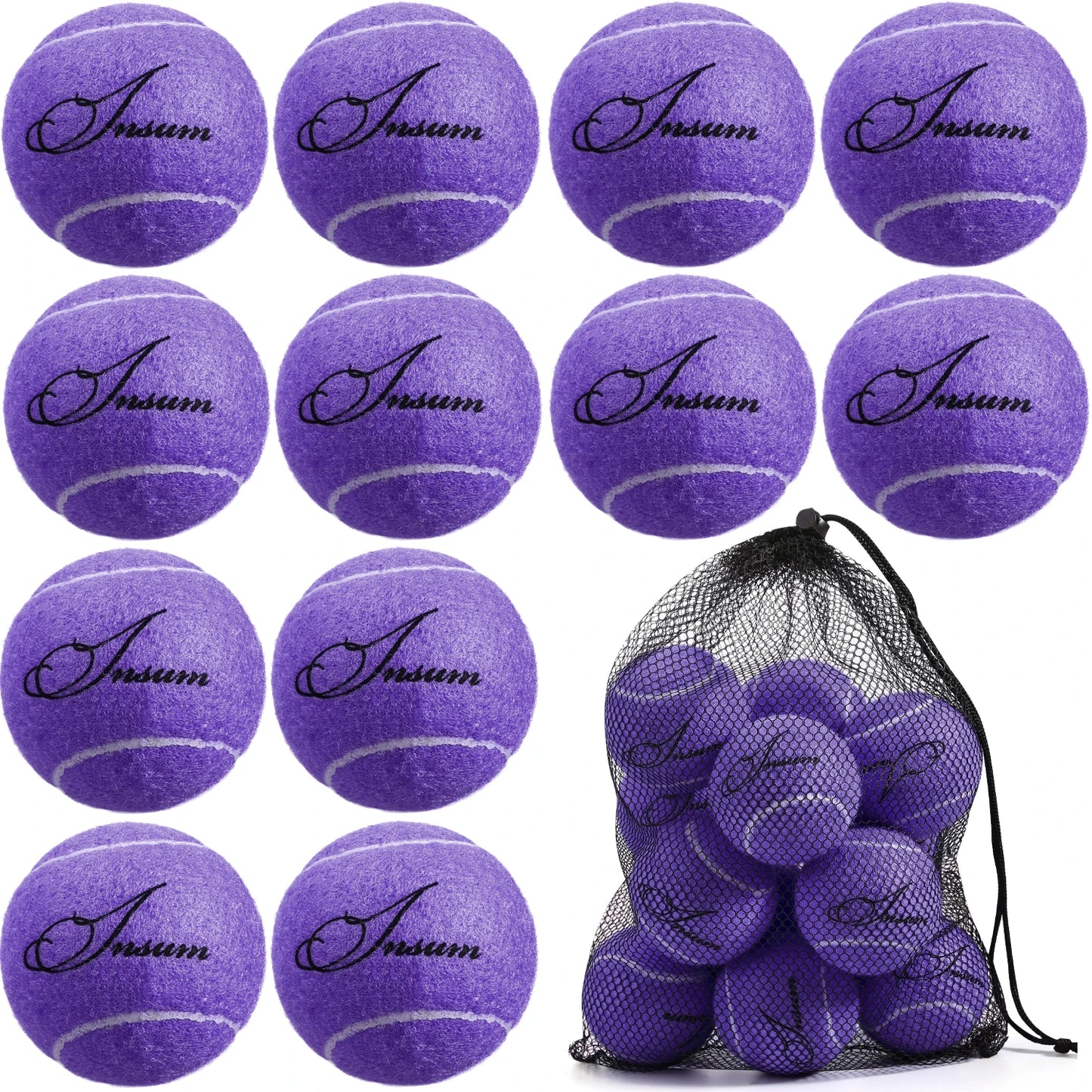 AMA Tennis Balls,12-Pack Advanced Training Tennis Balls for Beginner, Pet Dog practice Tennis Balls with Mesh Bag for Easy Carry