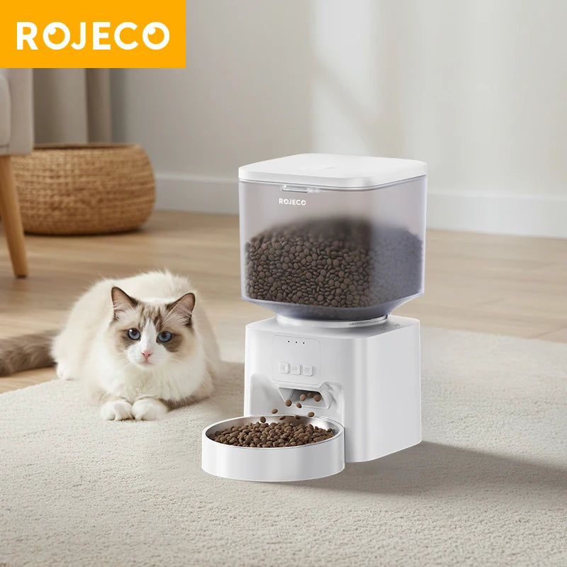 ROJECO 4.5L Auto Pet Feeder – WiFi App, Voice Record, Kibble Dispenser for Cats & Dogs