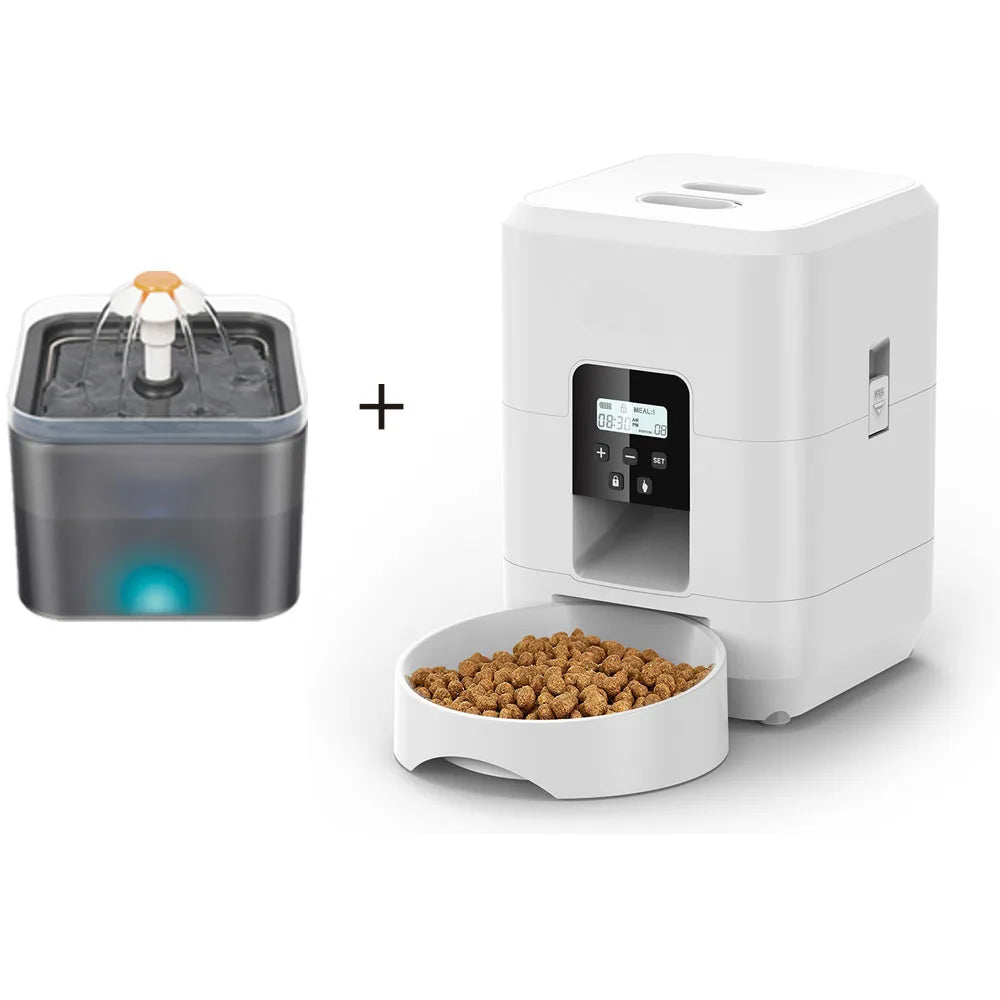 3.5L Auto Pet Feeder & 2L Water Fountain – WiFi App Combo