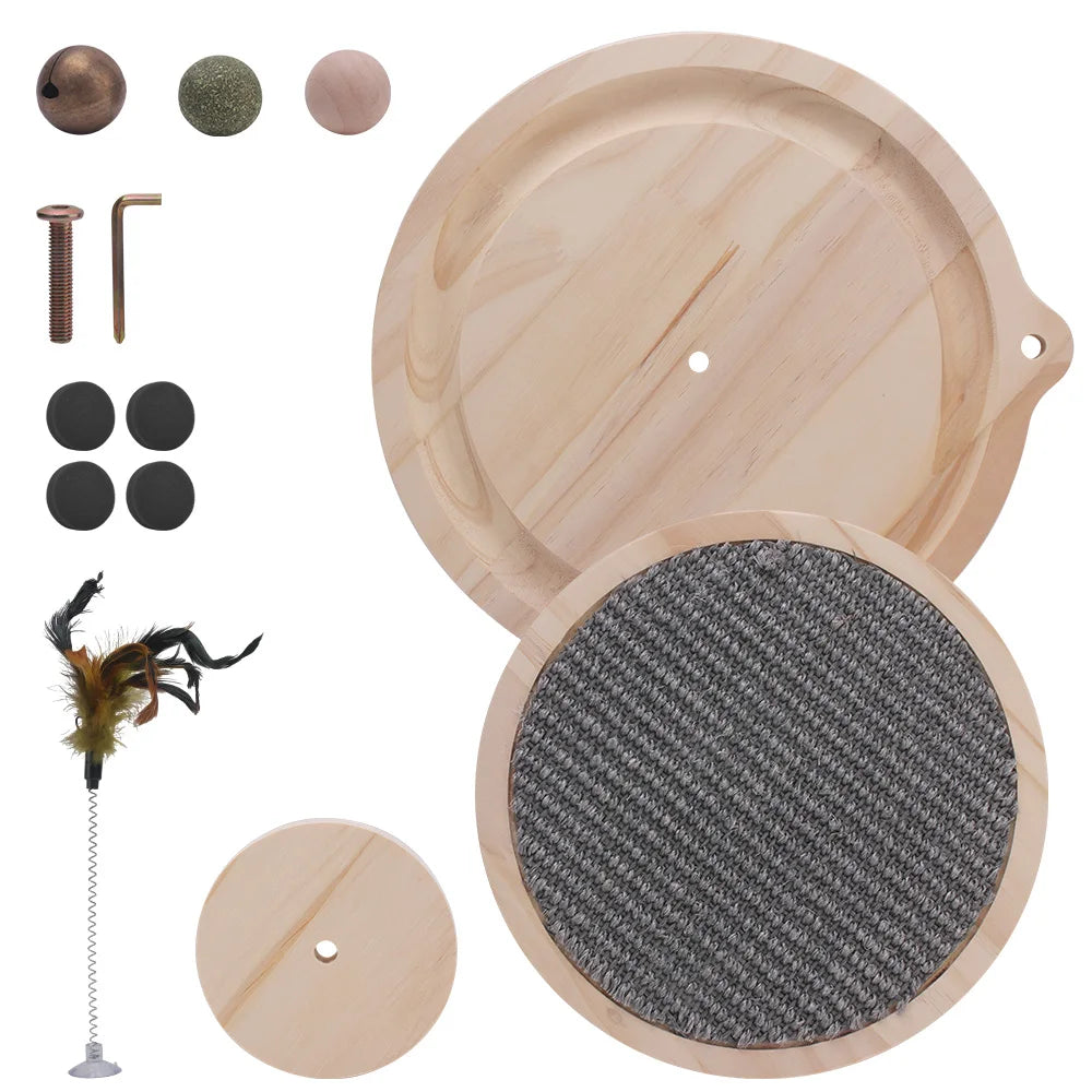 Cat Scratcher Cat Natural Sisal Scratching Pad Kitten Interactive Toy with Ball Track Ball for Chasing Hunting Mental Physical