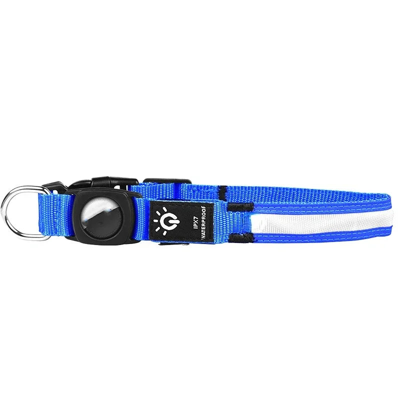 LED Luminous Pet Collar with AirTag Sleeve – Waterproof