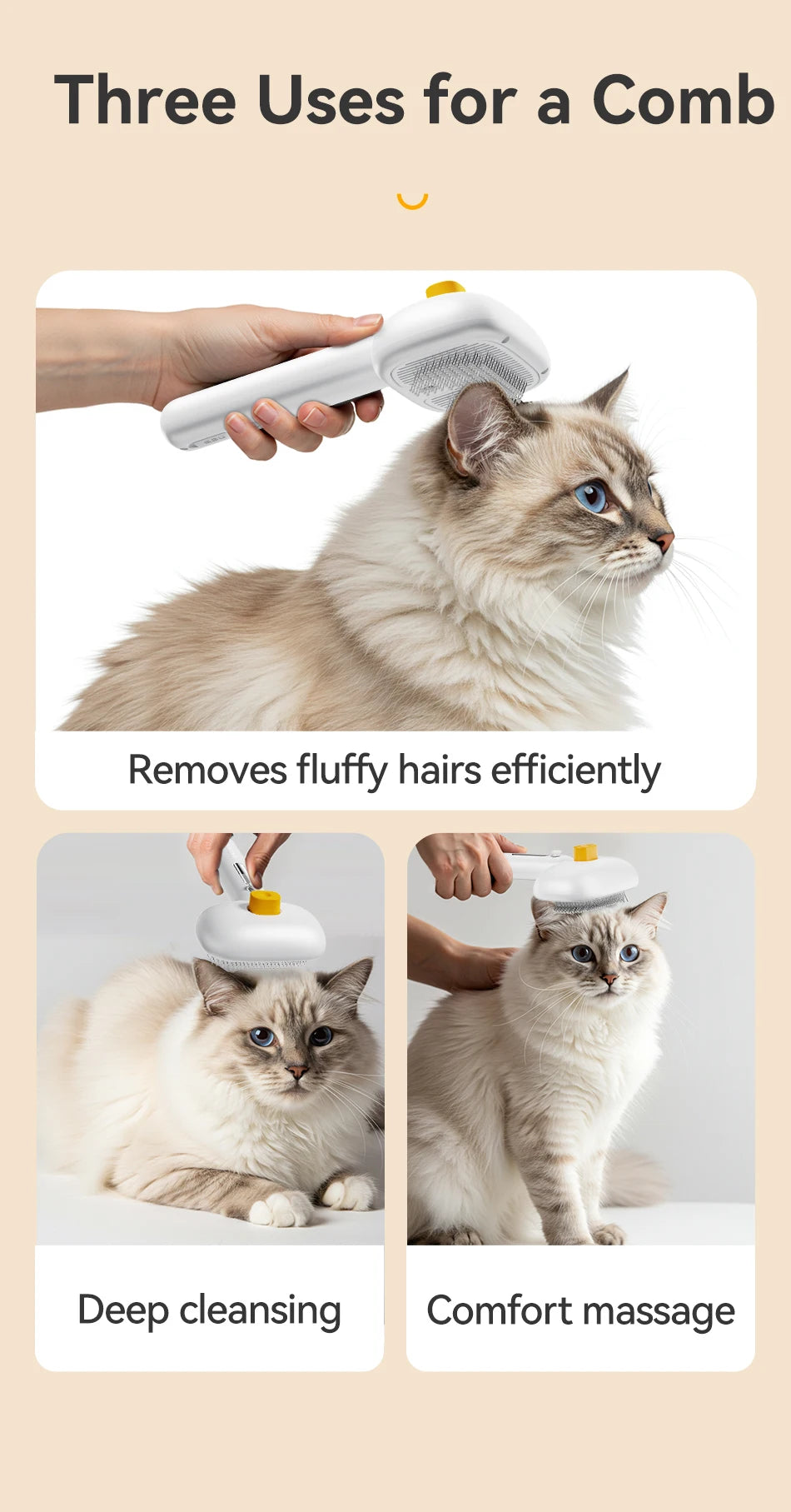Electric Spray Pet Grooming Brush – Water Mist, Hair Removal