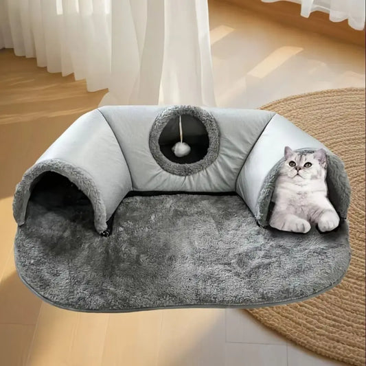Warm Non-Slip Base Cat Tunnel Bed Removable Washable Anti Dirty Cat House U-shaped Cat Nest Pet Supplies