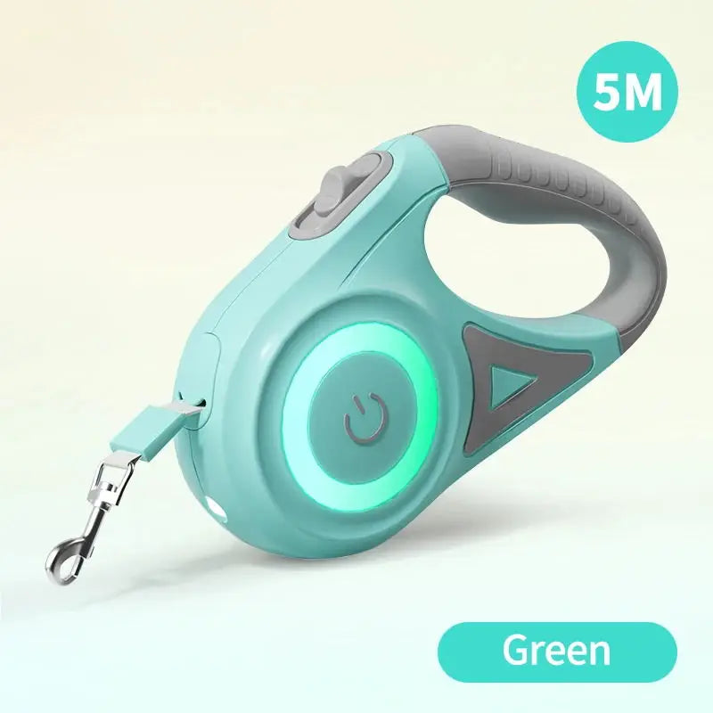 ROJECO Automatic Retractable Dog Leash LED Luminous Leading Fashion Light Straps For Dog Puppy Pet Flexi Walking Running Lead 5m