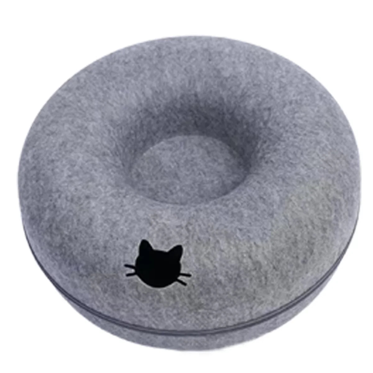 Round Felt Cat Tunnel Donut Bed with Scratcher