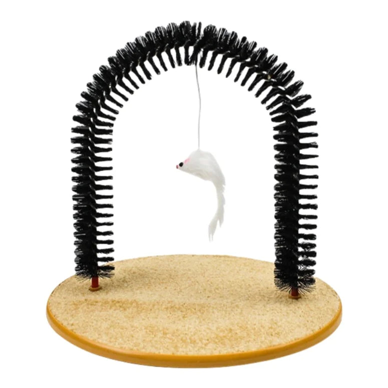 Cat Toy Arch Interactive Massage Brush with Hanging Plush Mice Cat Scratching Mat Cat Massage Grooming Rubbing Brush Pet Toys