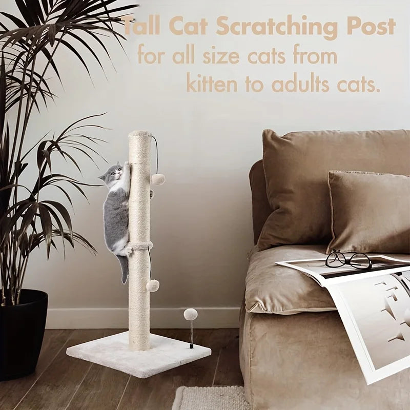 34-Inch Sisal Cat Scratching Post with Hanging Ball