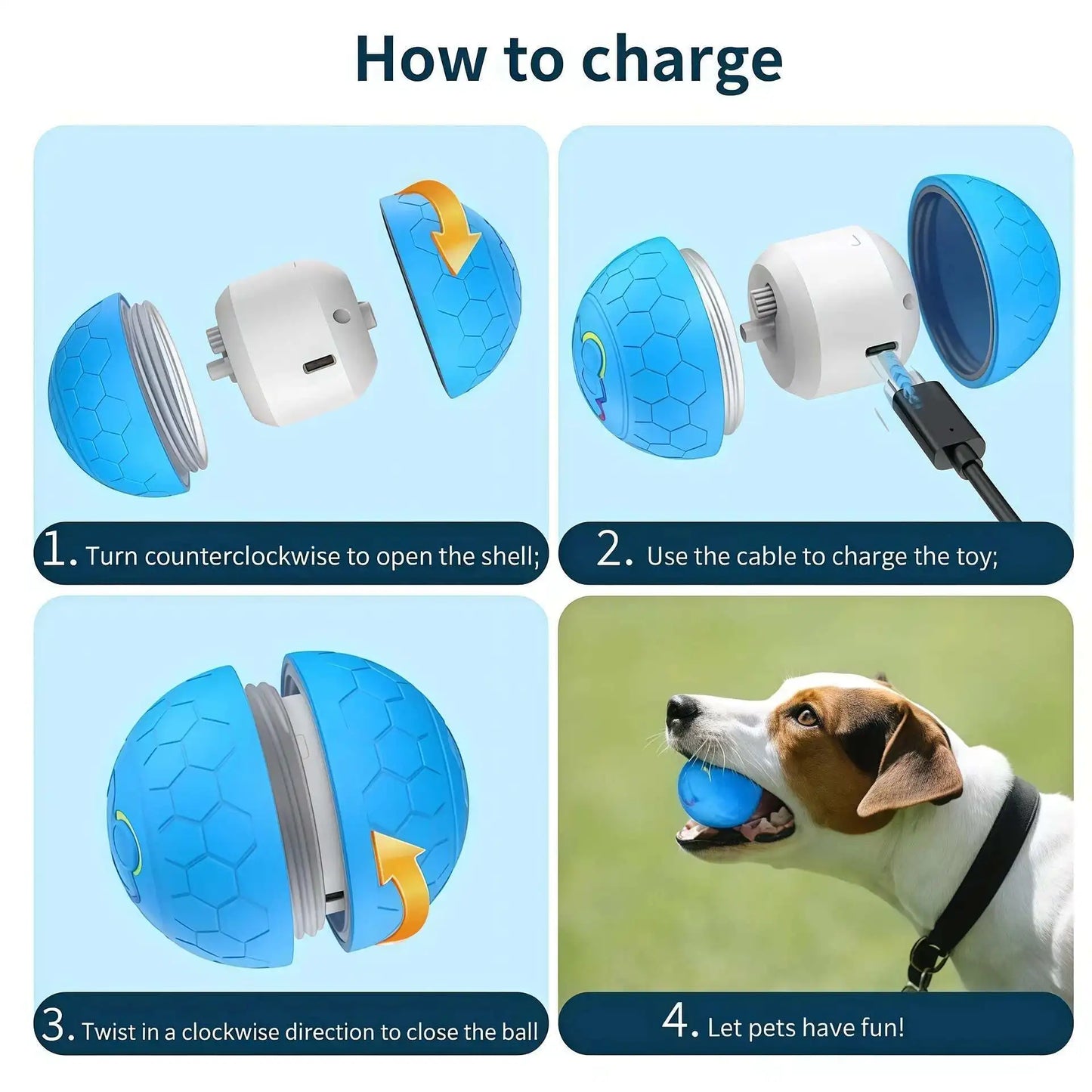 Smart Interactive Dog Toy Ball – RGB, USB Rechargeable