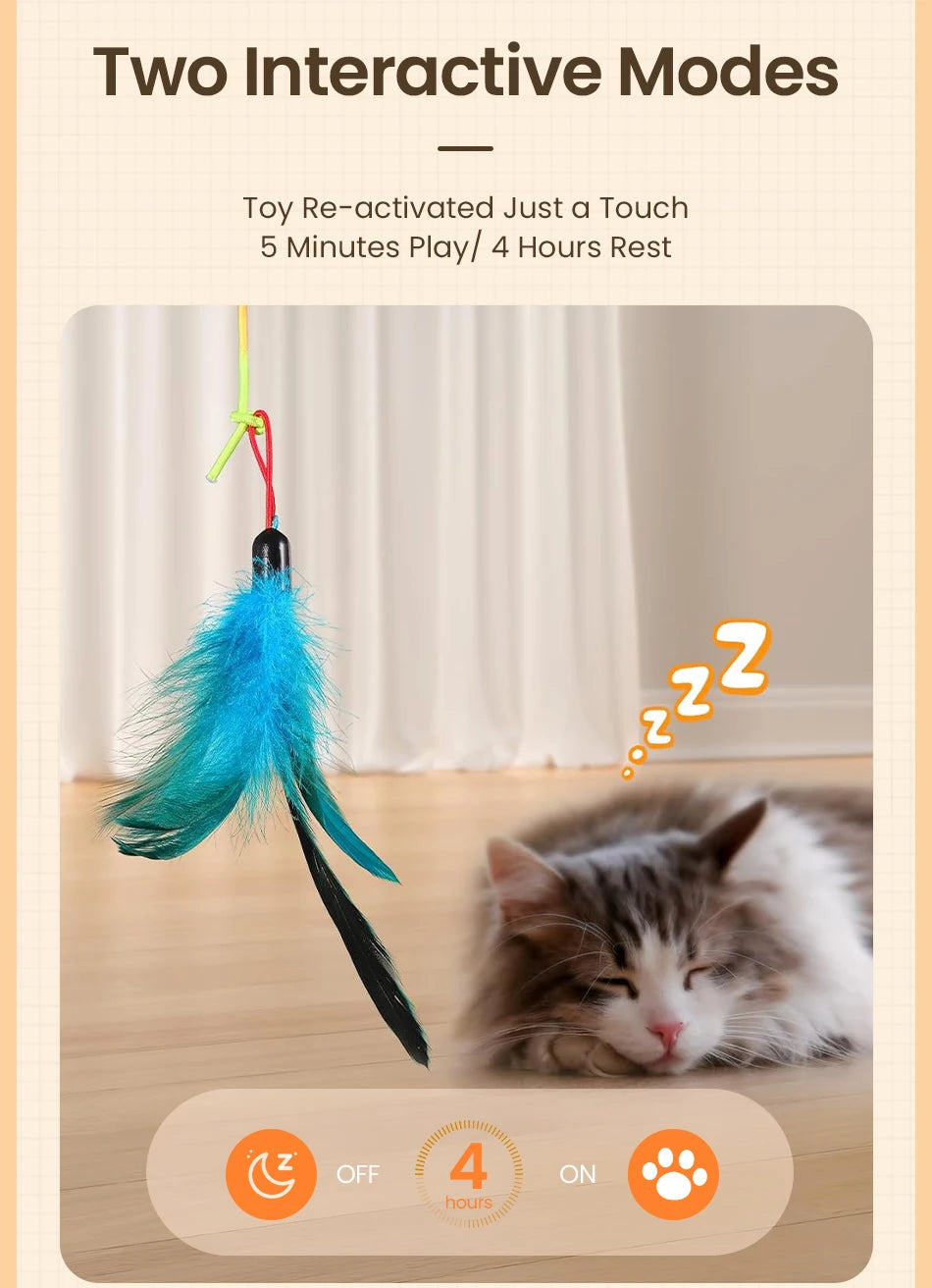 2-in-1 Auto Cat Toy – Laser & Retractable Feather Wand