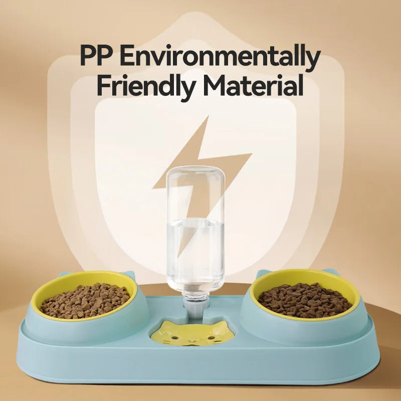 ROJECO 3-in-1 Pet Bowl Set – Auto Water Refill, Dual Feeding Bowls, Dry & Wet Separation