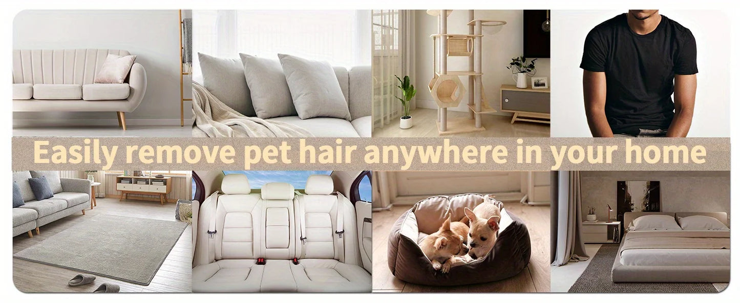 Reusable Pet Hair Remover Roller with Self-Cleaning Base