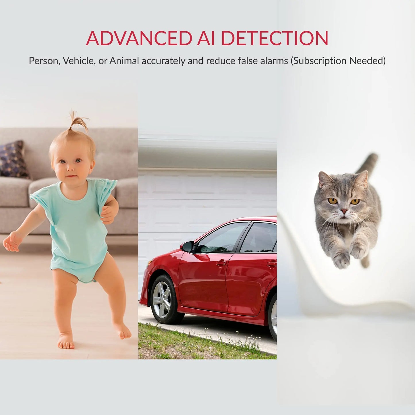 YI 2pcs Pro Camera Kit 2K 3MP, AI-Based Smart Home 2.4G Baby Cam Pet Video Record Surveillance Enhanced Night Vision