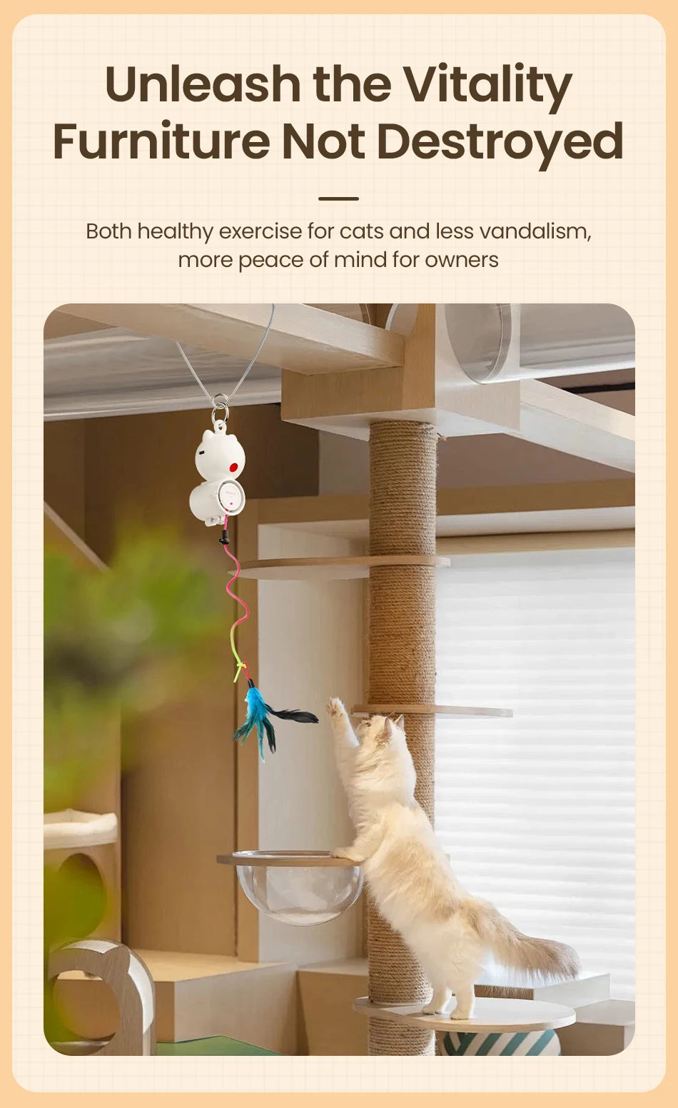 2-in-1 Auto Cat Toy – Laser & Retractable Feather Wand
