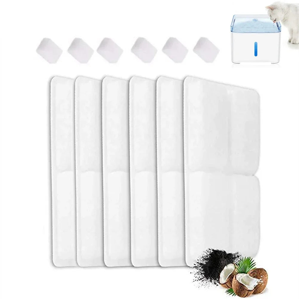 Cat Water Fountain Filter Pet Fountain Replacement Filters with Coconut Activated Carbon Suitable for 2L Water Dispenser