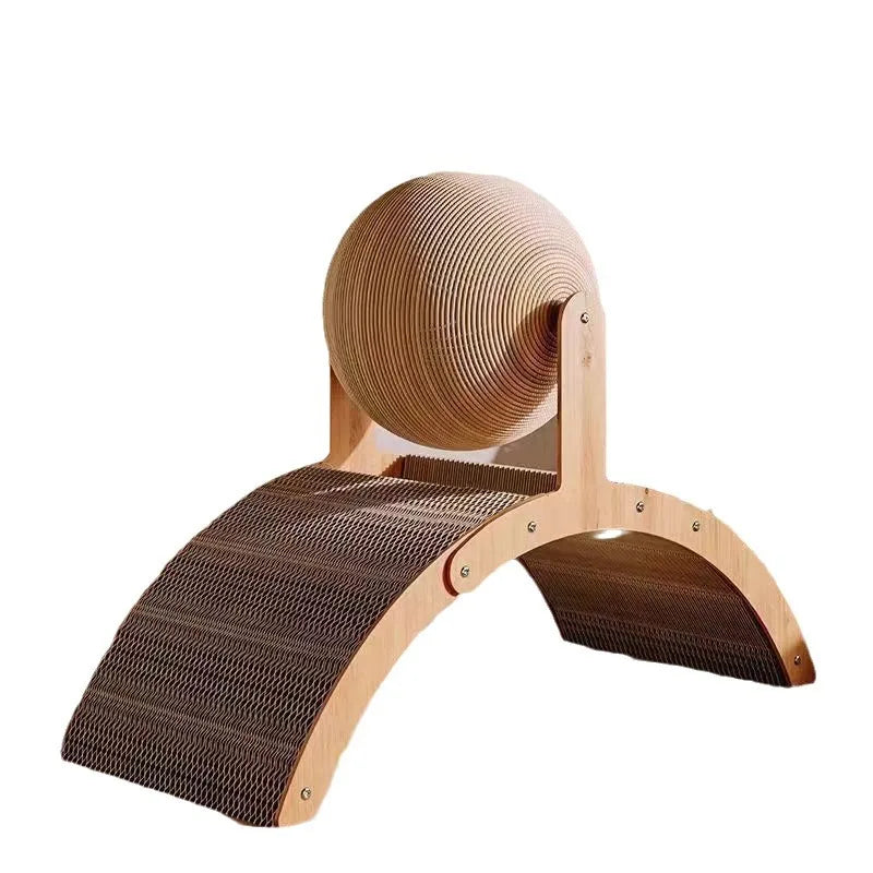2 In 1 Wooden Cat Scratching Ball Sisal Scratch Board Durable Solid Wood Scraper For Cats