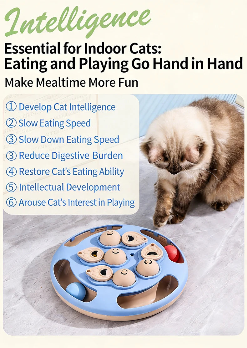 Smart Cat Puzzle Slow Feeder – Interactive Turntable Toy