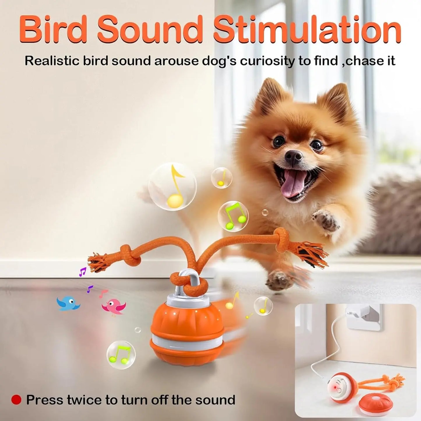 Electronic Rolling Dog Toy Ball with Rope