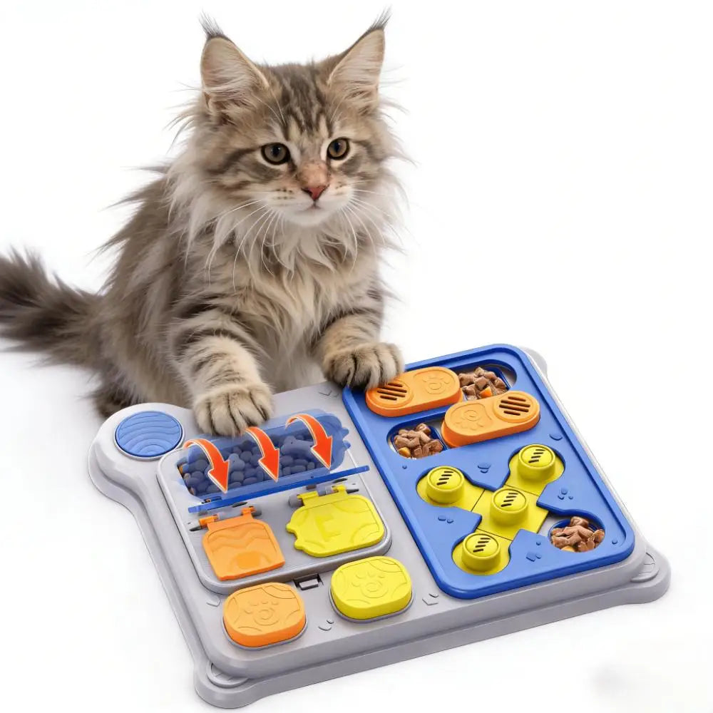 Cat Slow Feeder Treat Dispenser – Interactive Training Toy