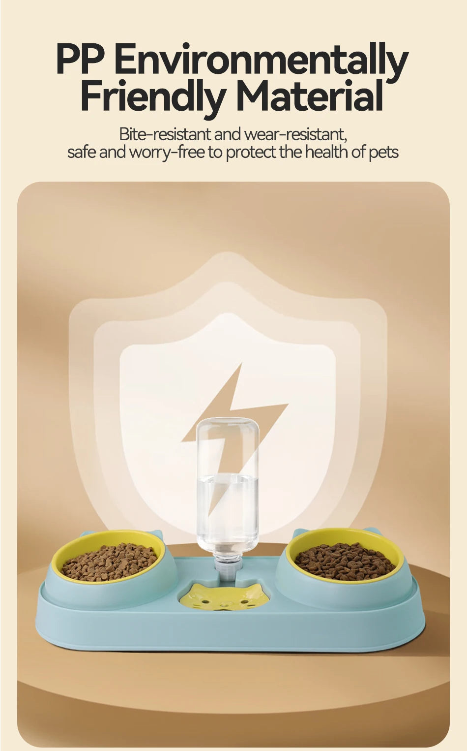 ROJECO 3-in-1 Pet Bowl Set – Auto Water Refill, Dual Feeding Bowls, Dry & Wet Separation
