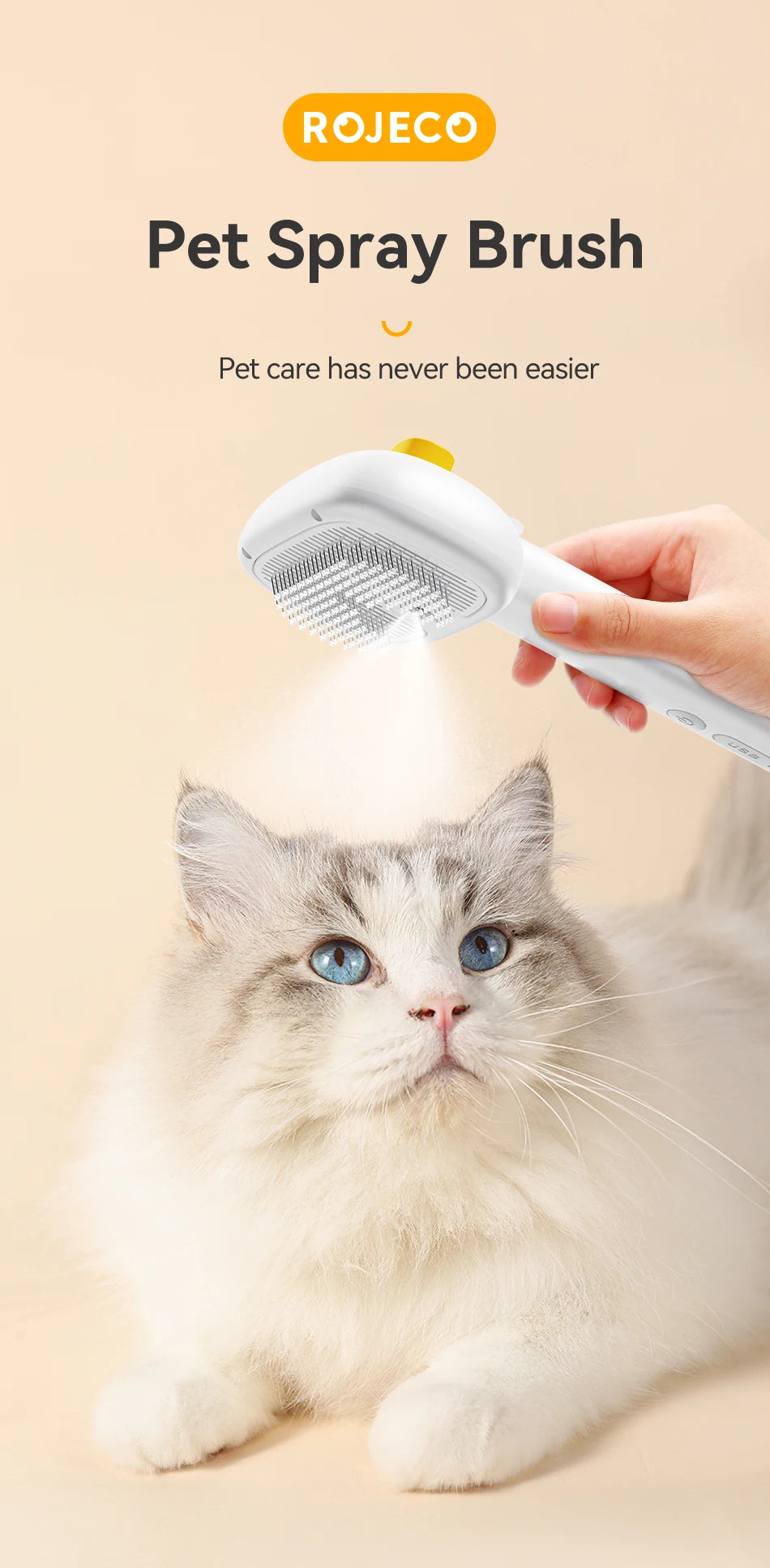 Electric Spray Pet Grooming Brush – Water Mist, Hair Removal