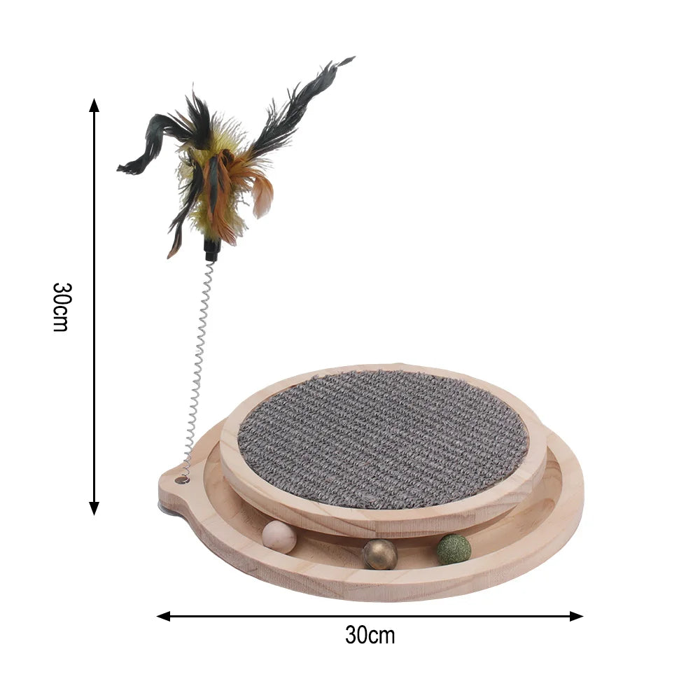 Cat Scratcher Cat Natural Sisal Scratching Pad Kitten Interactive Toy with Ball Track Ball for Chasing Hunting Mental Physical